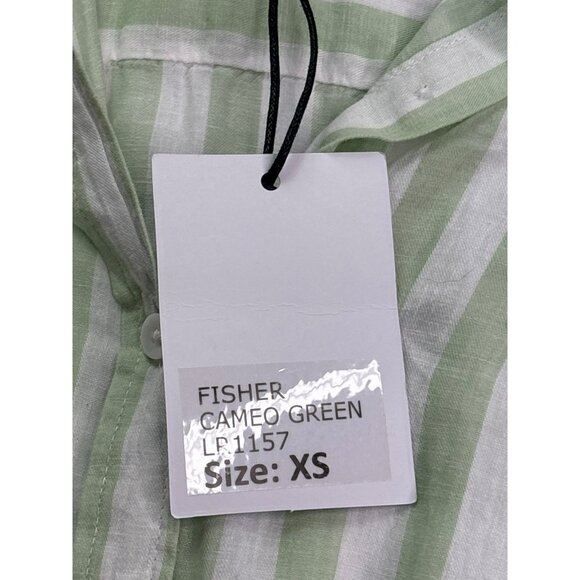 Lola River Fisher Button Front Top Size XS Cameo Green White Striped New - Picture 4 of 6